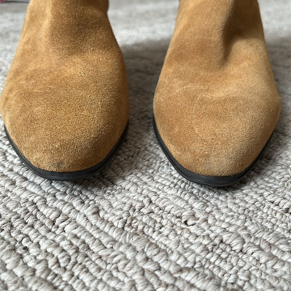 Zara Shoes Zara Western Cowboy Split Leather Tan Camel Suede Block Heel Ankle Boot Size 7